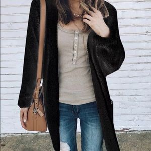 Fuzzy open front cardigan